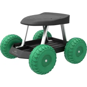 Hardware tools Garden Cart Rolling Stool Gardening Seat with Wheels and Tool Tray for Weeding, Planting, or Lawn Care Yard Tools by Pure Garden (Black and Green)