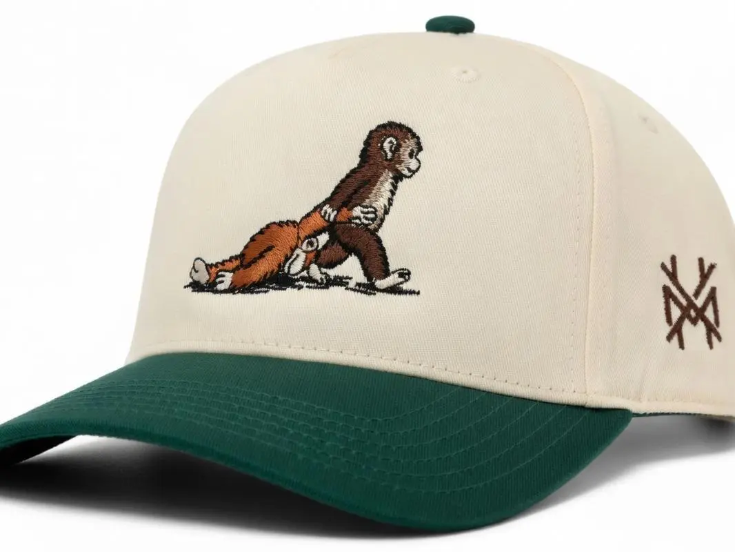 Premium Two Tone Embroidered Animal Baseball Cap Adjustable Cotton Snapback Unisex Casual Hat