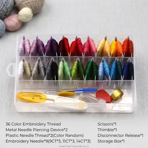Embroidery Floss Kit with Storage Box 36 Colors Stitching Threads Sewing Kits 53 Pcs DIY Cross Stitch Accessories Set for Adults Beginner
