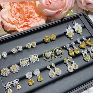 Yellow Diamond Lab-Grown Diamond Earrings, Women'S Dangle & Stud Earrings, Elegant Jewelry Gift
