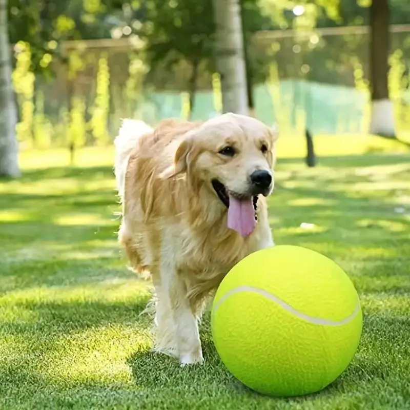 Oversize Inflatable Tennis Ball for Large Dogs, Pet Tennis Ball Toy Chewing Ball Toy, Durable Dogs Training and Interacting Thrower Ball