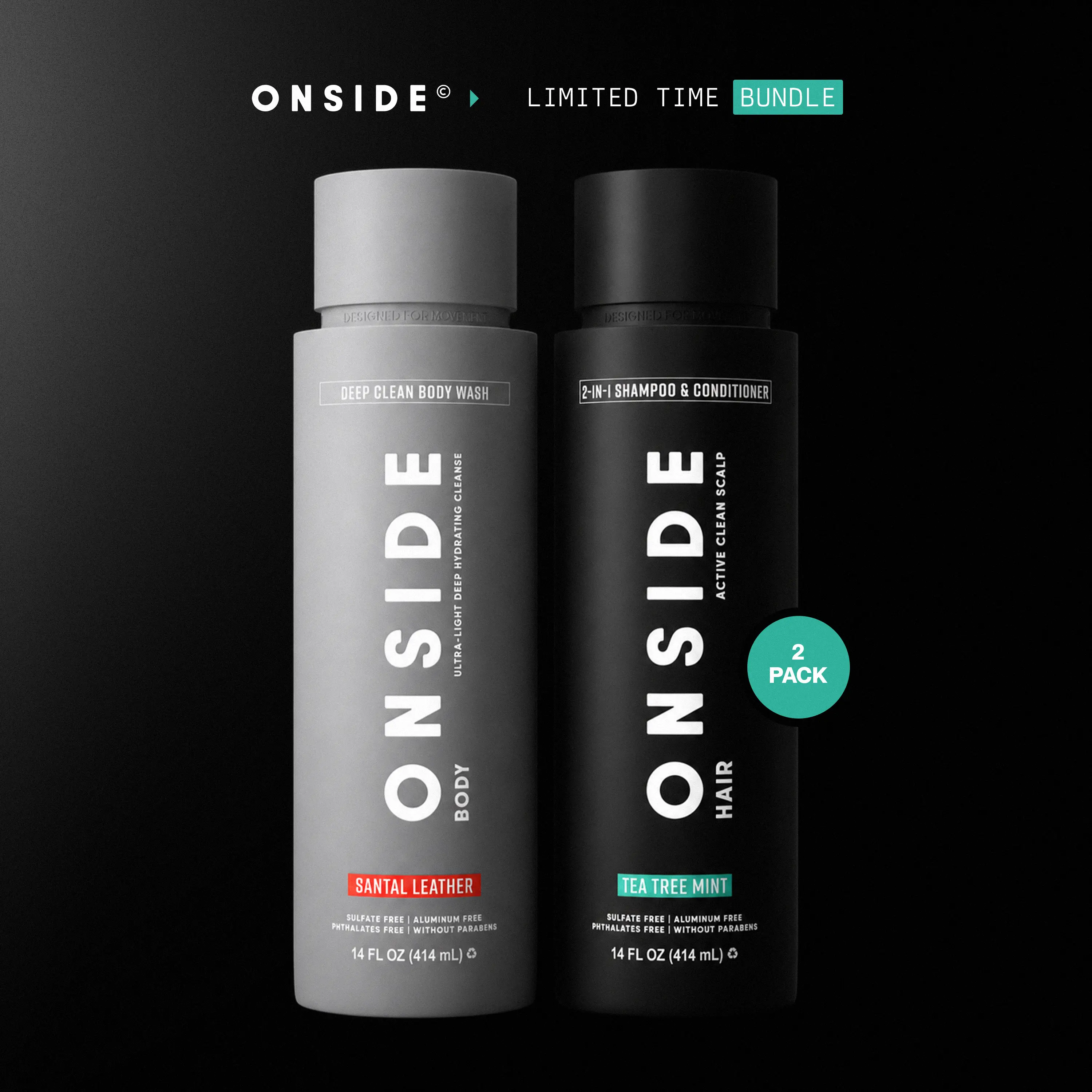 ONSIDE Bath Bundle | 2 in 1 Shampoo & Conditioner and Deep Clean Body Wash
