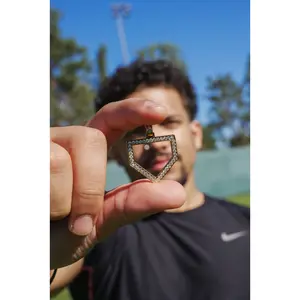 ICED Home Plate Pendant with Moissanite Diamonds