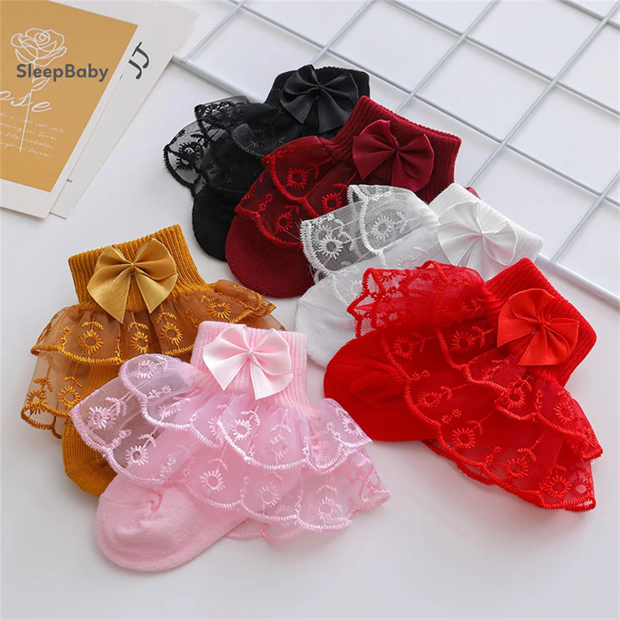 Baby Girls Ruffle Lace Socks, Super Soft Infant Ankle Socks Princess Dress  Socks With Bow Lace-trimmed Socks - TikTok Shop