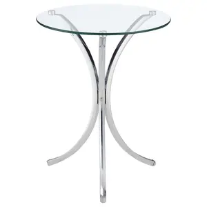 Eloise Round Glass Top Accent Side Table Chrome