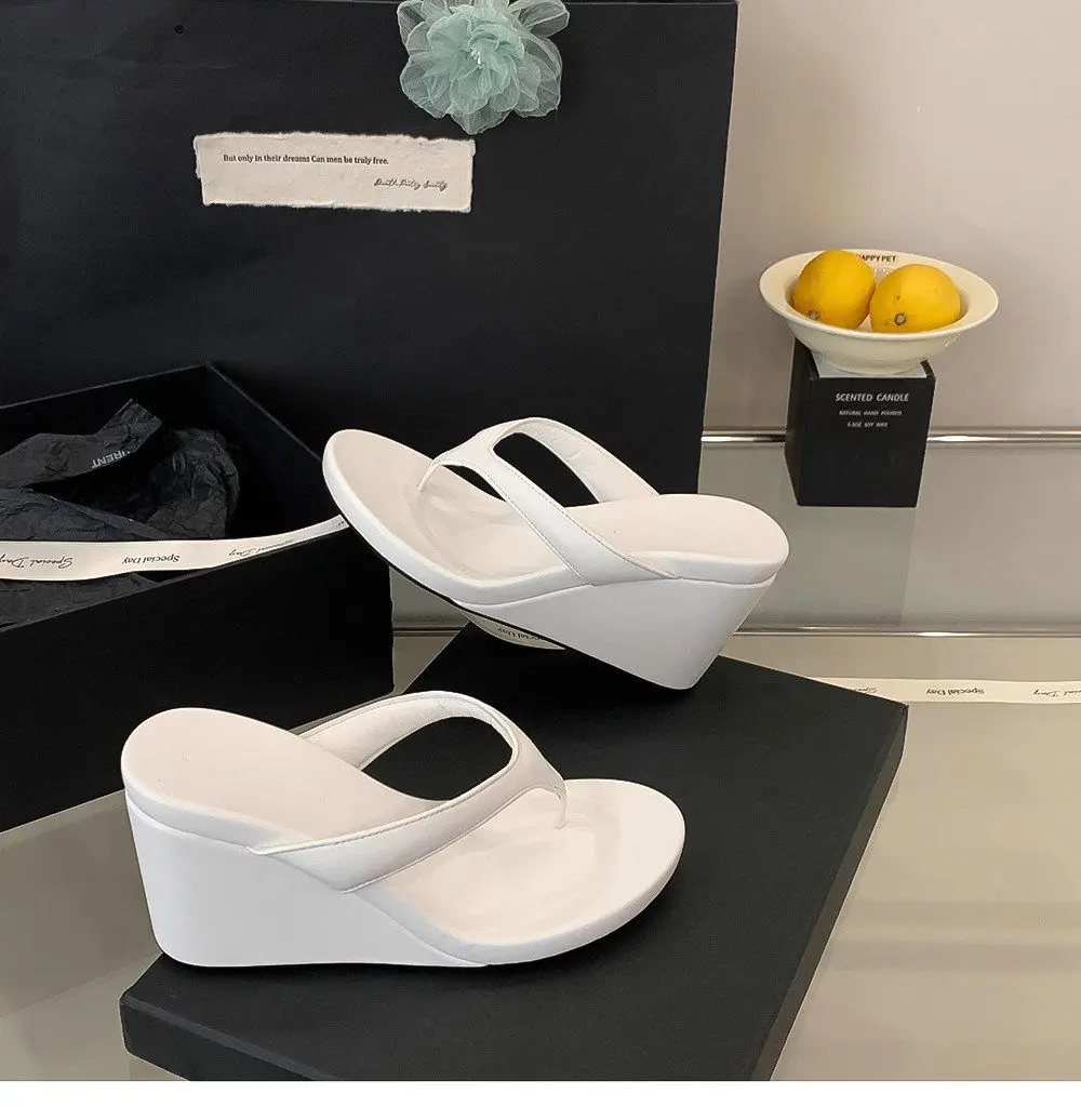 Women’s Summer Beach Wedge Flip-Flops - Waterproof Thick-Soled Toe-Post Footwear, Lightweight Shoe for Pools, Outdoor Travel, Design
