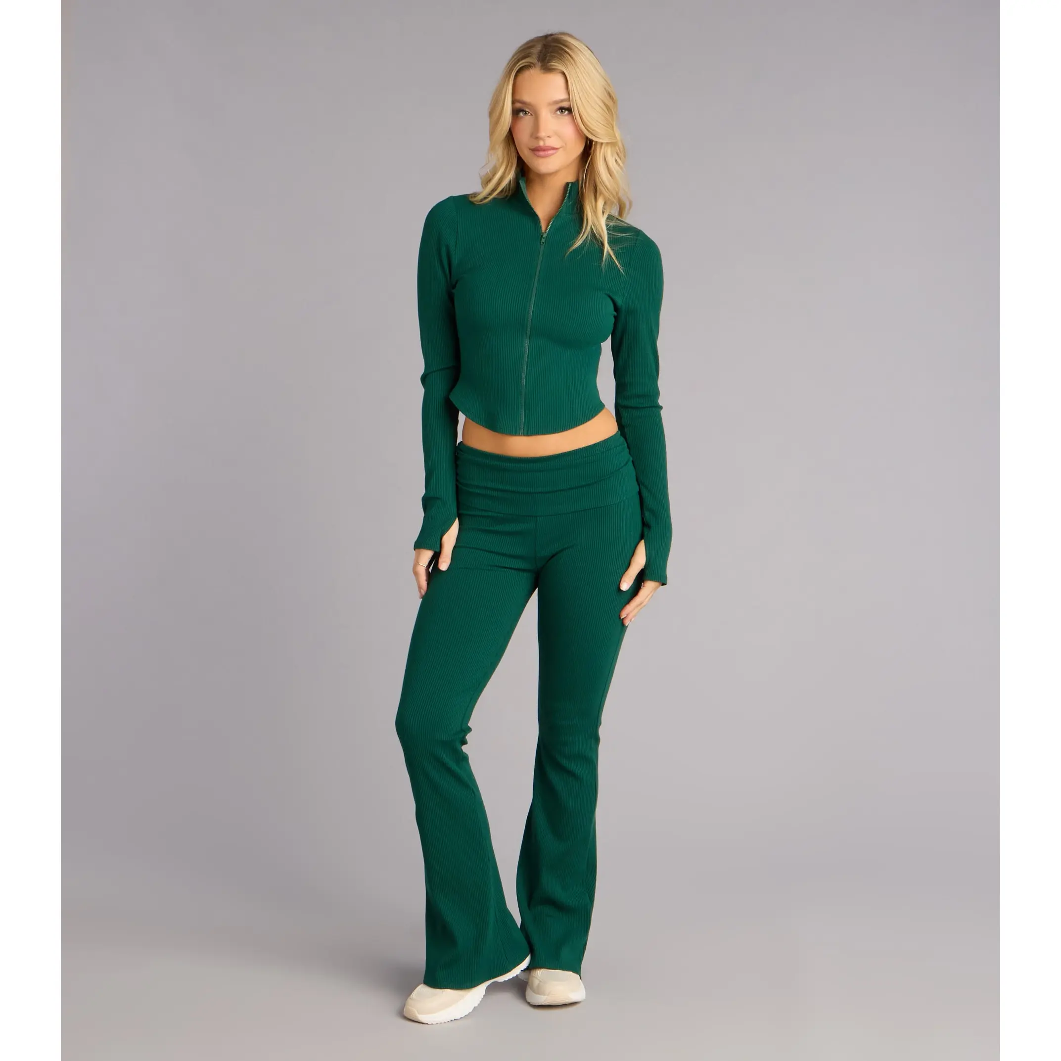 Lounge Goals Rib Knit Flare Pants