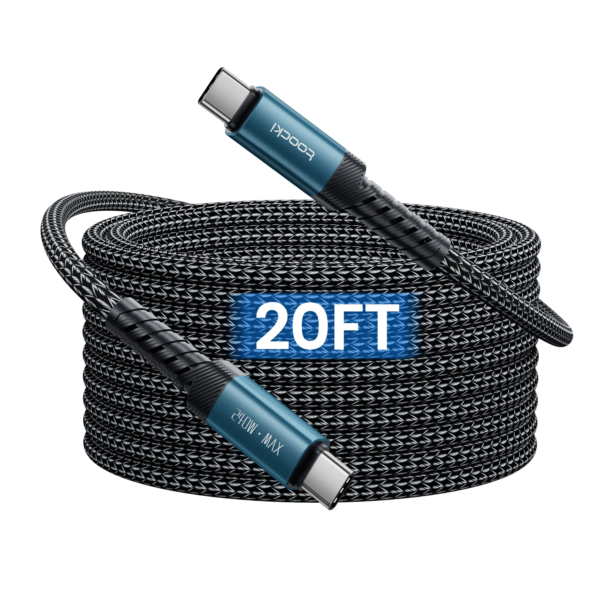 toocki 20FT USB C to USB C Cable 240W Fast Charging, Extra Long PD 3.1 Type C Cord, Durable Nylon Braided, Compatible with iPhone 17/16/15 Pro Max, MacBook Pro/Air, iPad Pro, Samsung Galaxy, Android