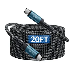 toocki 20FT USB C to USB C Cable 240W Fast Charging, Extra Long PD 3.1 Type C Cord, Durable Nylon Braided, Compatible with iPhone 17/16/15 Pro Max, MacBook Pro/Air, iPad Pro, Samsung Galaxy, Android