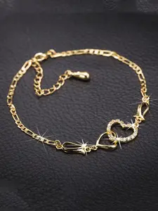 Heart Design Artificial Zirconia Ankle, Elegant Ladies Adjustable Anklet, Dainty Layered Anklet, Fashionable Jewelry Accessories, Trendy Jewellery Accessories for Party, Daily Clothing Decor, Trendy All-match & Exquisite Love Jewelry for Birthday Gift