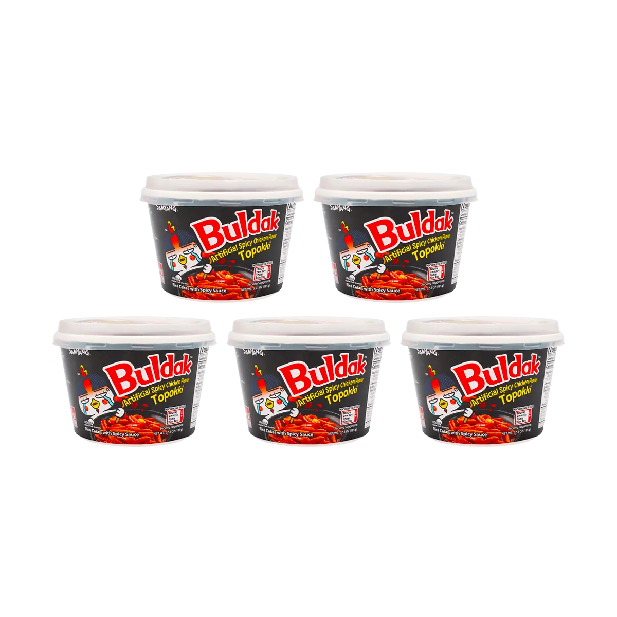 SAMYANG Buldak Spicy Chicken Flavor Tteokbokki 185g x 5 Bowls | Korean Instant Noodles | Super Spicy Snack