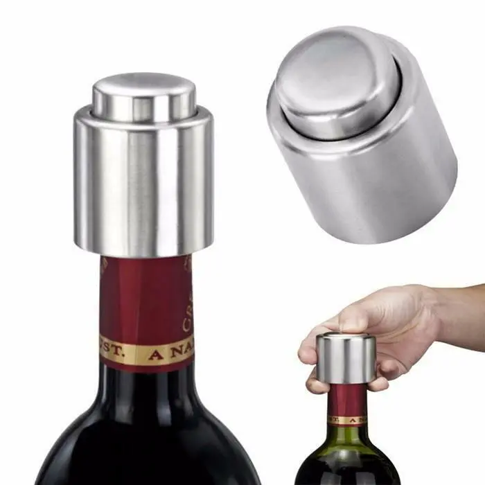 Stainless Steel Reusable Vacuum Sealed Champagne Red Wine Bottle Stopper Cap