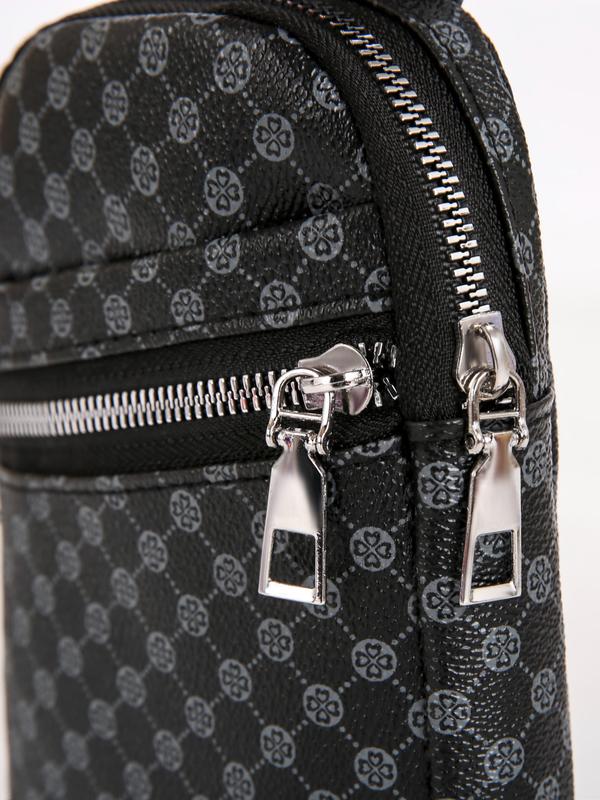 Men's Casual Solid Color Zipper Belt Bag, Fashionable Lightweight Chest Bag for Daily Commuting, Portable Sling Bag for Men, Zipper Fanny Pack