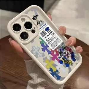 Vintage Rainbow Cross Sticker phone case for iPhone 17 Air 16 Pro Max 15 14 Plus 13 12 11 XR XS stylish camera protection Shockproof Anti Drop Durable Phone Case.