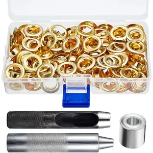 100 Sets Grommet Eyelets Tool Kit with Setting Tools and Storage Box for Fabric, Tarps, Curtains