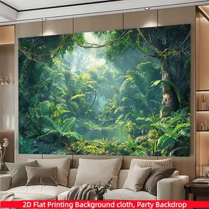 Natural jungle adventure photography background banner, made of polyester material, suitable for photo booths,parties, birthdays, celebrations, as well as indoor and outdoor home birthday party decoration, home decoration, room decoration, wall decoration