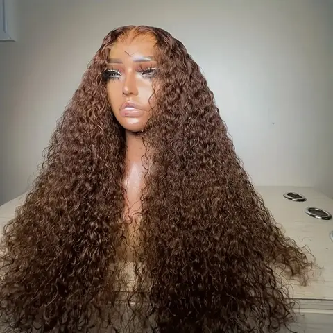 [NEW IN]Bling Hair Chocolate Brown Deep Wave 13x6 HD Transparent Lace Front Wigs Brazilian Deep Curly Human Hair Wigs for Black Women Pre Plucked with Baby Hair 180% Denisty #SummerVibes