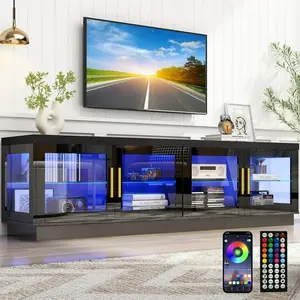 70-inch LED TV cabinet for 85/80/75-inch TVs, modern high-gloss living room TV cabinet, wooden country-style TV cabinet, TV entertainment center with storage cabinet, TV console, RGB LED
