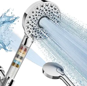 Filtered Shower Head with Handheld, High Pressure 10-Spd Detachable Chrome Showerhead with Stainless Hose, Water Softener Filter Beads for Hard Water - Remove Chlorine, Reduce Dry Itchy Skin