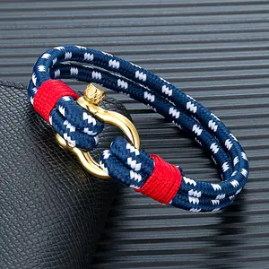 Nautical Bracelet for Men Women Sailing-Inspired Gold Plated Horseshoe Shackle Bracelet Unique Screw Clasp Gift for Men