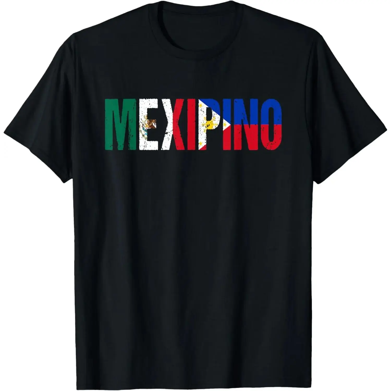 100 Percent Cotton Cotton T-shirt Featuring Mexico and Philippines Flag Patterns Representing Ancestry for Filipino and Mexican Heritage Celebrations