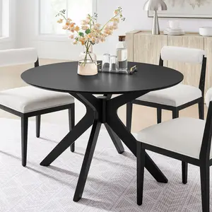 Crossroads 47" Round Wood Dining Table in Black