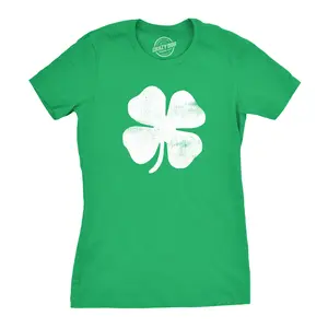 Womens Four Leaf Clover T Shirt Funny Saint Patricks Day Shamrock Lucky Irish Funny Womens T Shirts Cute Vintage Fashion Casual Ladies T-Shirt Gift Saint Patrick's Day Tops for Women Women's Novelty Tees Green
