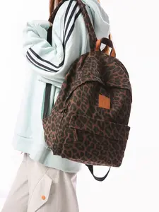 Unisex Leopard Camo Backpack, Casual Large Capacity School Bag, College Student Travel Backpack, Outdoor Sports Day Pack, Trendy Backpack