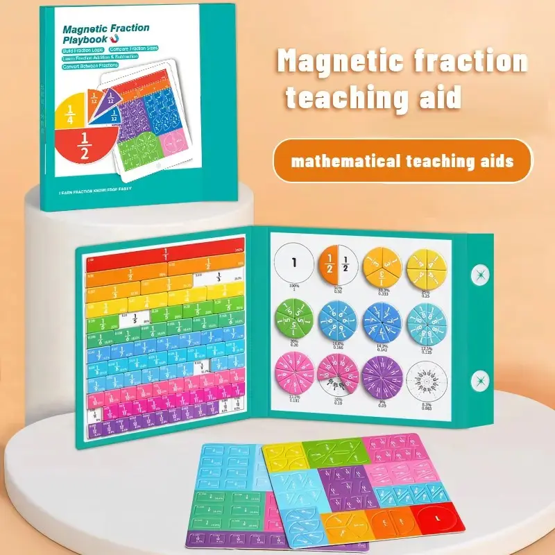 Magnetic Fraction Educational Puzzle Set Fraction Tiles & Circles Math Manipulatives Montessori Learning Toys for Elementary Kids Christmas Birthday Black Friday Cyber Monday Gift