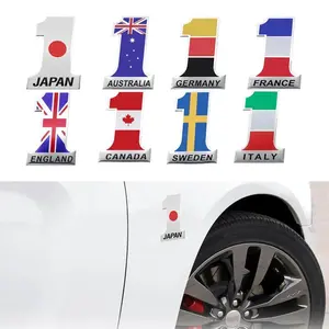 1Pcs Car Styling Aluminum Canada Sweden Australia France Japan Sweden Italy England flag Logo Stickers Auto Emblem Badge Decal Decoration For BMW Audi VW Toyota Honda Volvo Nissan Suzuki Etc Auto Accessories