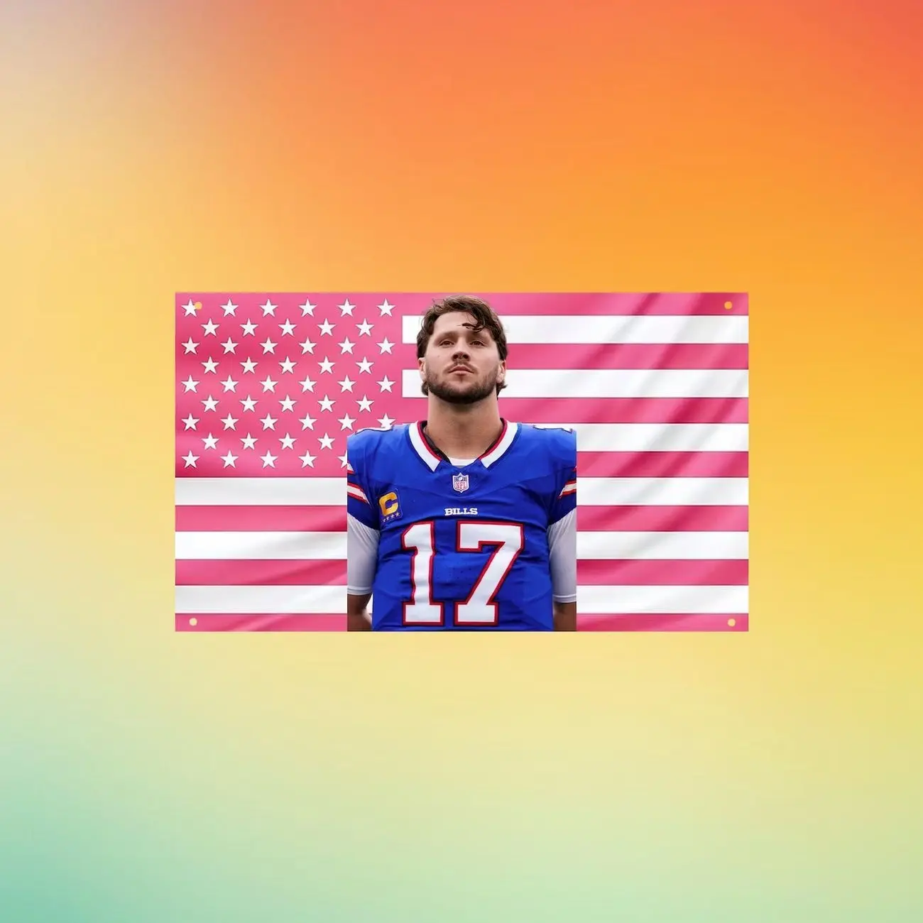 Josh Allen Pink US Flag, Buffalo Bills Wall Tapestry, Football Fan Wall Flag, Aesthetic Dorm Room Decor, Sports Fan Gift