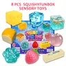 8-Pcs Soft Squishy Fidgets Pack - Unisex Cute Animal Slow-Rebound Malt Sugar Stress Balls, Sensory Squishies, Kids Toys, Anxiety Gifts for Party Bag Supplies & Birthday Favors