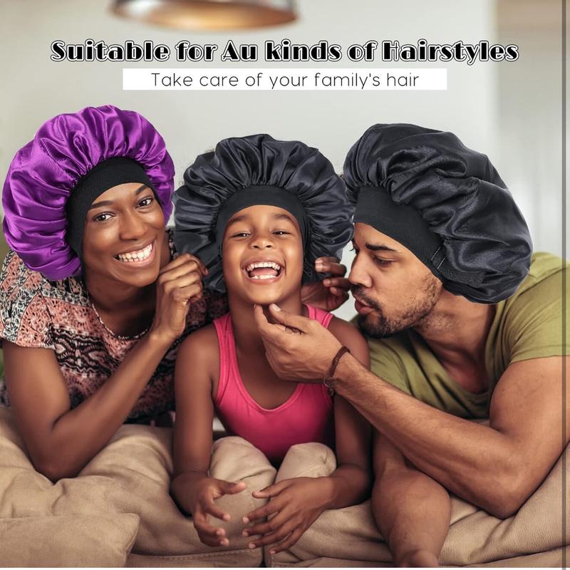 Adjustable Double Layer  Bonnet for Black Women Sleeping -  Sleep Cap for Curly Hair, Lightweight and Skin-Friendly Accessory black woman   satin silk black woman Bean Paste &Pink Haircare Heatless Elastic
