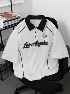 Men's Vintage Classic Los Angeles Polo Shirt, Collar Casual Fashion Short Sleeve Top, Retro Style, Perfect for Everyday Wear