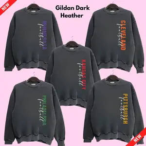 Vintage City Football Sweatshirt - Dark Heather SweatShirt, Retro Game Day Graphic Crewneck, Unisex Cozy Cotton Top for Football Fans Retro Game Day Graphic Crewneck, Vintage City - TC