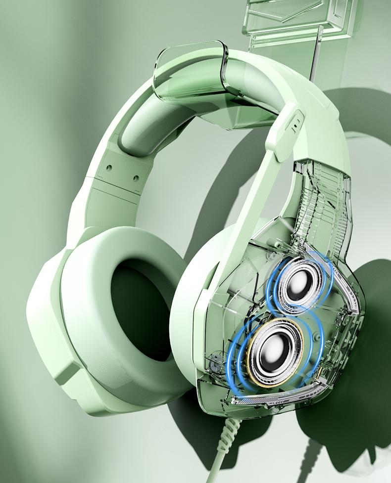 Stereo gaming headphones, suitable for PS4, PC, Xbox One, PS5 game consoles, PC and laptops, headphones, with microphone, LED lights, 7.1 surround stereo, wired headphones, RGB lights, USB-A, DJ stereo headphones