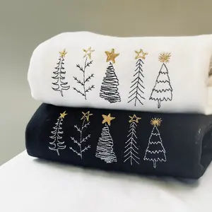 Minimalist Christmas Tree Sweatshirt, Embroidered Holiday Crewneck, Festive Christmas Gift