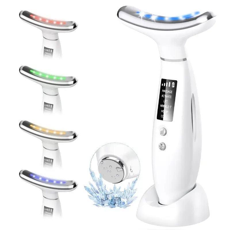 Ice Cooling Hot Compress Neck Face Massager with 6 Modes & 4 Intensity Levels, Heating Cold Eye Facial Lifting Tool for Skin Care