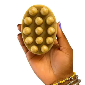 Marshmallow Root Shampoo Bar - Product Image Shows Yellow Balls on a Bar Form