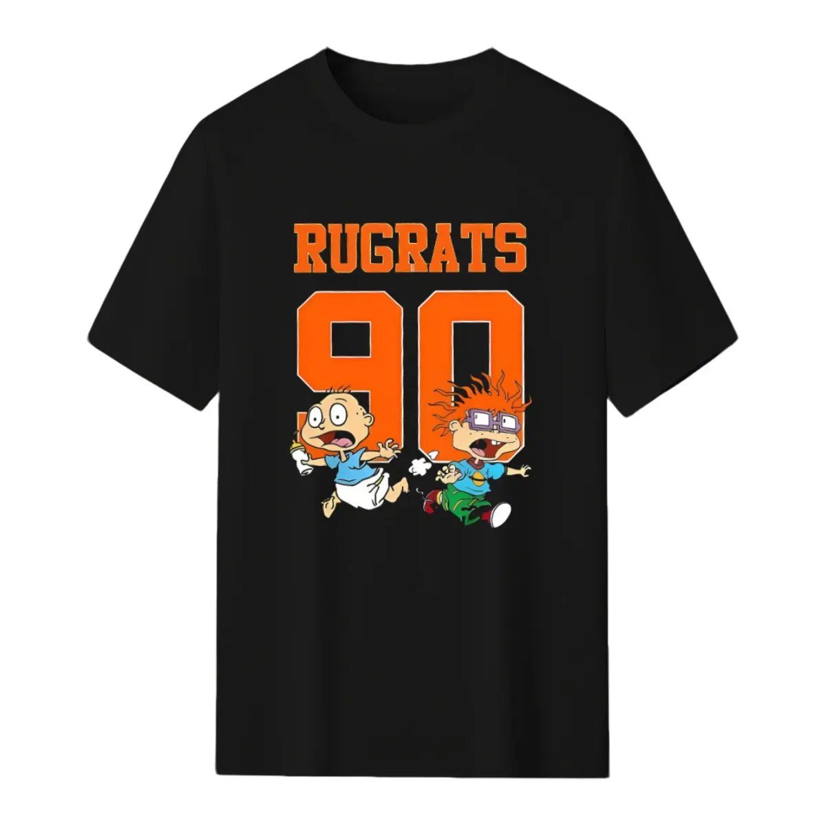 Women's Rugrats Graphic Tee Black Short Sleeve T Shirt Cartoon Print Round Neck Comfortable Summer Top Casual Wear Playful Print All Seasons