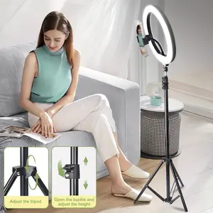 LED Dimmable Desk Makeup circle Light 10" with 1.3m Adjustable Stand,USB-Powered Brightness Control for Photography, Videography, Makeup, Streaming Video light#New Years