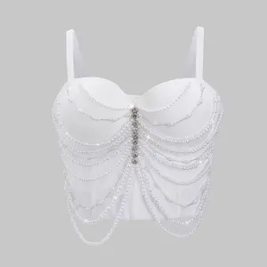 Tube Tank Tops Bra Blusas Short Beading Fishbone Corset weighted vests Woman Clothing Sling Wedding Party Blind Date Stage Party Fishbone Shaper Ladies Elevated Going Out Crop Tops Sexy Clothes Tara World Halter Top