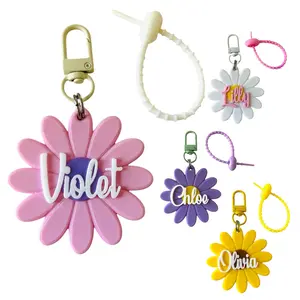 Daisy Name Keychain Custom Bagpack Name Tag with Silicone Cable