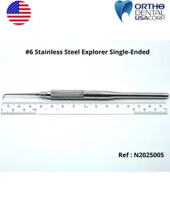#6 Stainless Steel Single-Ended Dental Explorer – Precision Diagnostic Instrument for Dental Exams, Calculus Detection & Restoration Checks