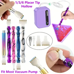 Vacuum Diamond Painting Brush Replacement Kit, 1 Replaceable Diamond Pen & Multi-Head Dispenser (1/3/6 Heads), Compatible with Most Vacuum Pens, Diamond Art Tools