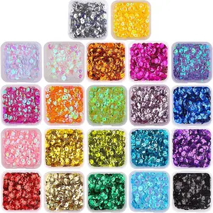 9800 Pcs 6MM Bulk Loose Sequins, Round Embroidery Sequins Cup Craft Sequin with Holes for DIY 22 Colors