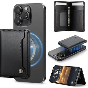 for Wallet Magnetic RFID Blocking Card Holder Compatible with Phones and Cases, Strong Magnet Minimalist Phone Wallet For iPhone 17,16,15,14,13,12, Pro,Max,Plus, Black