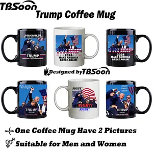 [TBSoon] Trump Mug, 11.84 oz, 2 Pictures, Color Changing, Laser Printing, Trump Survived Shot Collectible Mug, Dishwasher Safe, Make America Great Again, God Chose Me, Trump Fight, Ear Bullet-Proof PA Pennsylvania Rally Shot Shooting, TBSoon Coffee Cup