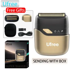 Ufree Electric Razor for Men, Foil Shaver with 2 Foil Heads, IPX7 Waterproof Electric Shaver, Wet Dry Cordless Razor, Chargeable&Portable Shavers for Men, Gold