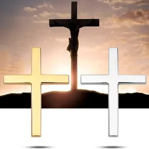 Christian Cross Sticker, Chrome Embossed, Zinc Alloy Material, 3D Waterproof Reflective, for Cars, Motorcycles, Suvs, All Vehicle Types